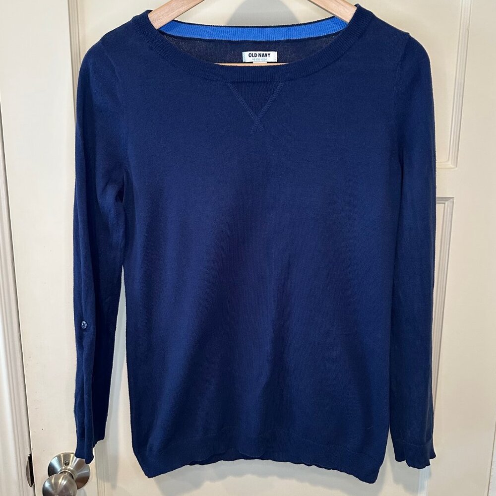 Old Navy Lightweight Crewneck Sweater - Navy Blue, Size Small
